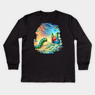 From Caterpillar to Butterfly mystical Sky Kids Long Sleeve T-Shirt